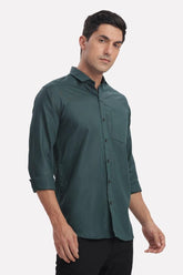 Men's Solid Satin Stylish Casual Shirt Dark Green